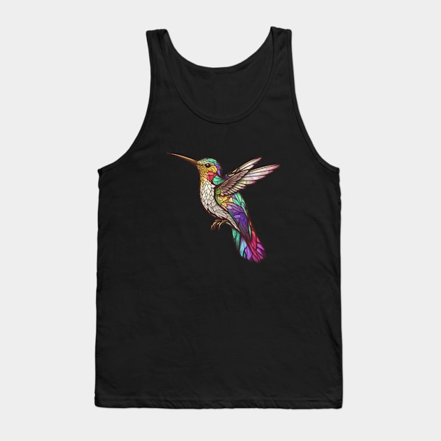 Hummingbird Bird Animal Portrait Stained Glass Wildlife Outdoors Adventure Tank Top by Cubebox